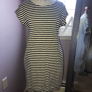 Black and White Striped Madewell Shirt Dress